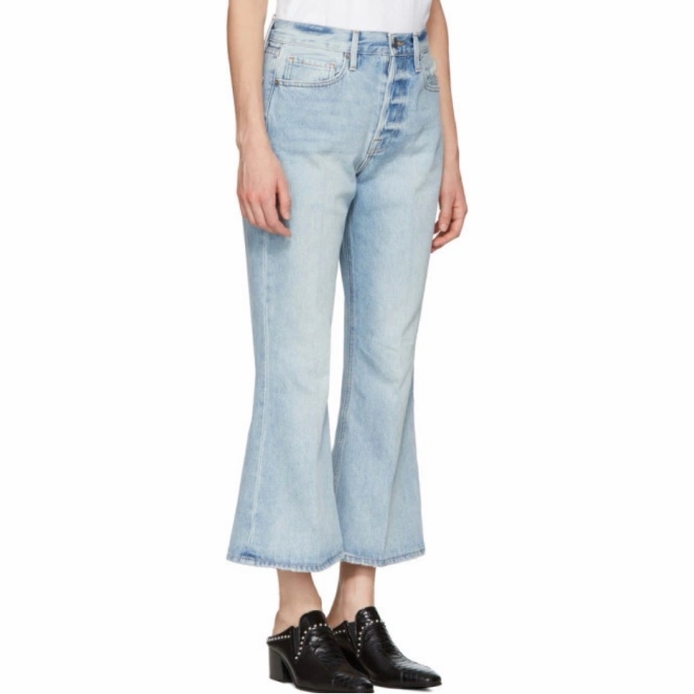 FRAME Blue Rigid Re-Release Le Crop Flare Jeans